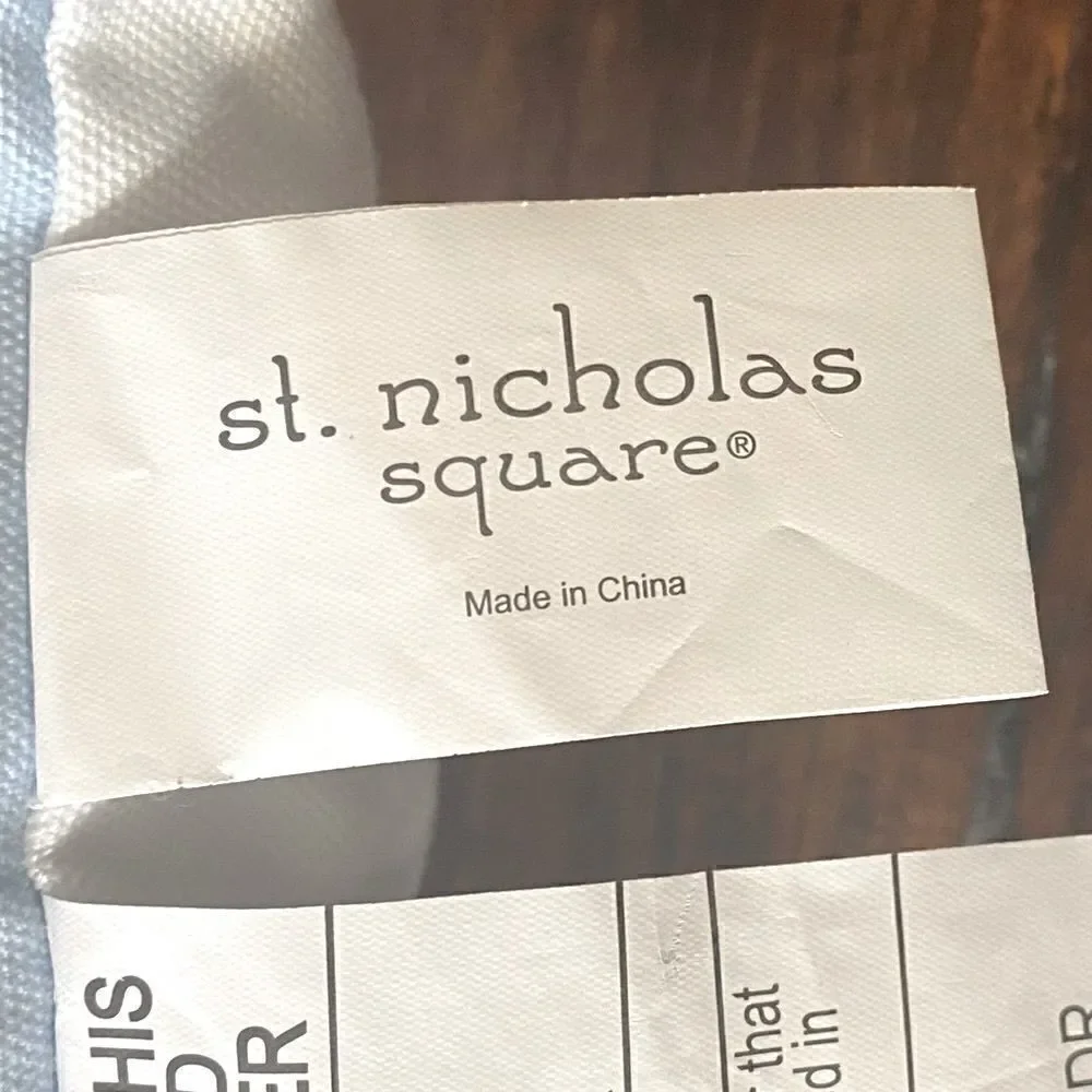 St Nicholas Square Blue Gnomes Advent Calendar Holiday Throw Pillow 18